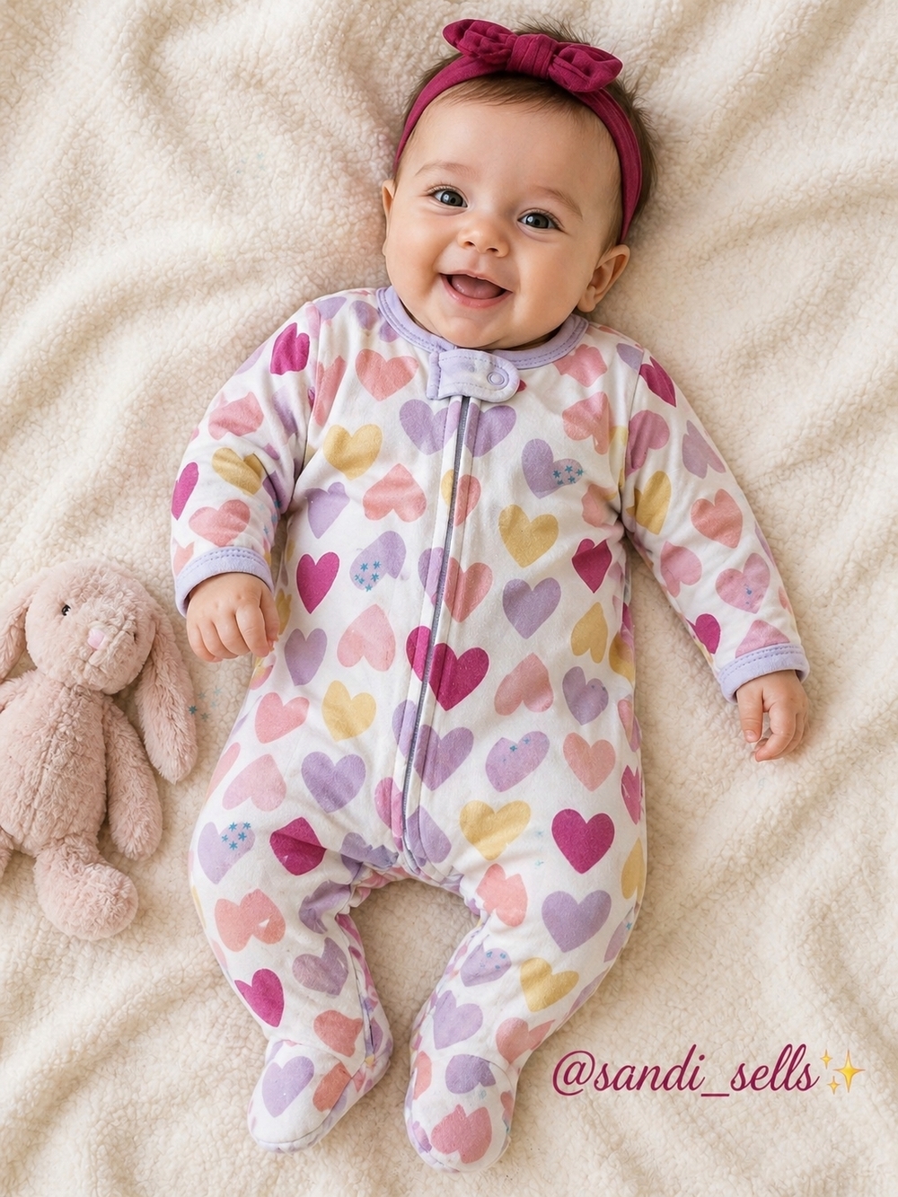 Cozy Pink Heart-Print Baby Footie One-Piece